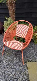 Oranje Tuinstoel met Wit Patroon - Uniek Design, Tuin en Terras, Tuinstoelen, Ophalen, Gebruikt, Kunststof