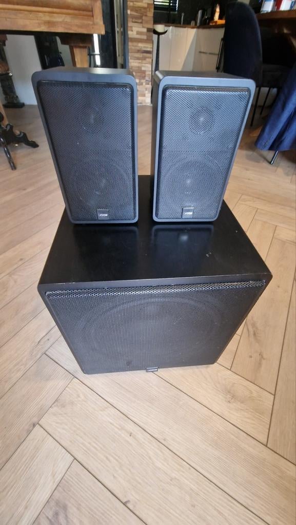 Canton speakerset met subwoofer en 2 Canton Plus S speakers, Overige merken, Gebruikt, Subwoofer, Ophalen of Verzenden