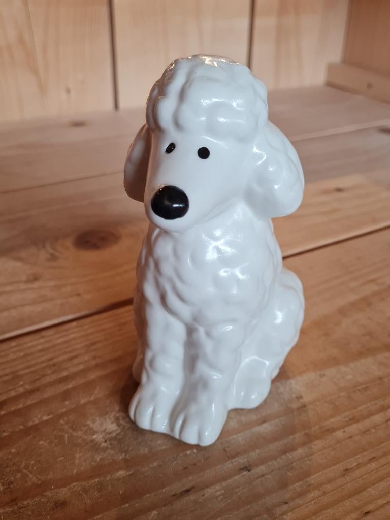 Hema Spaarpot Hond Poedel Labradoodle wit porselein, Ophalen of Verzenden, Zo goed als nieuw, Steen, Aardewerk of Keramiek, Dier