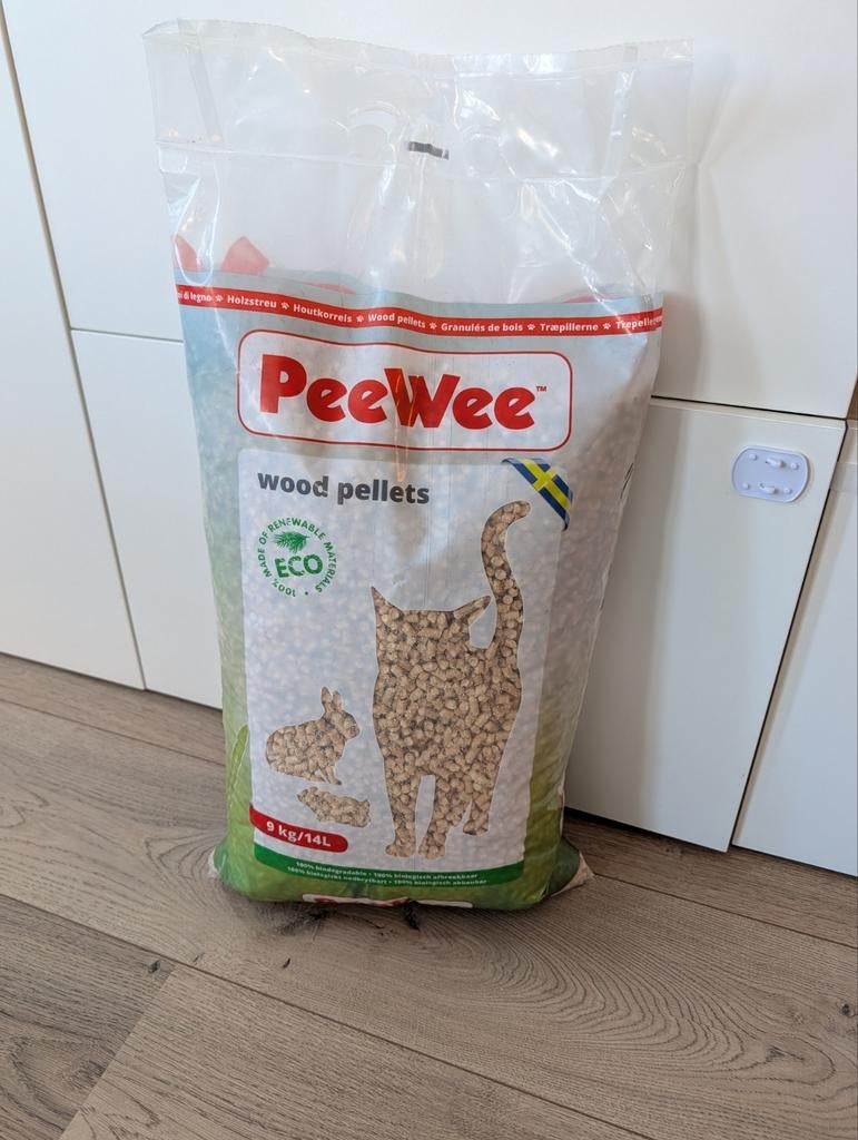 Peewee houtkorrels voor de kattenbak., Dieren en Toebehoren, Kattenbakken, Ophalen