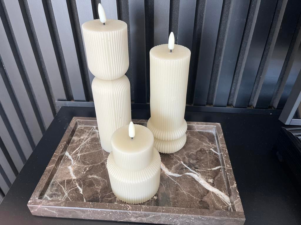 Marmeren blad incl kaarsen, Ophalen, Zo goed als nieuw, Rond, Overige materialen