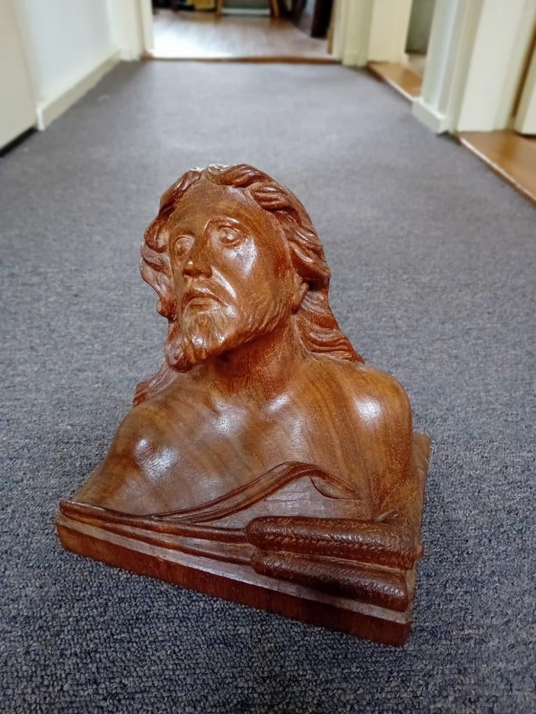 HOUTSNIJWERK BUSTE BEELD JEZUS  CHRISTUS, Ophalen of Verzenden