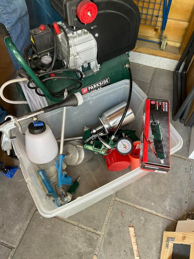 Bak met luchtgereedschap voor compressor parkside pko 270 a3, Minder dan 25 liter, Ophalen of Verzenden, Gebruikt, Minder dan 200 liter/min