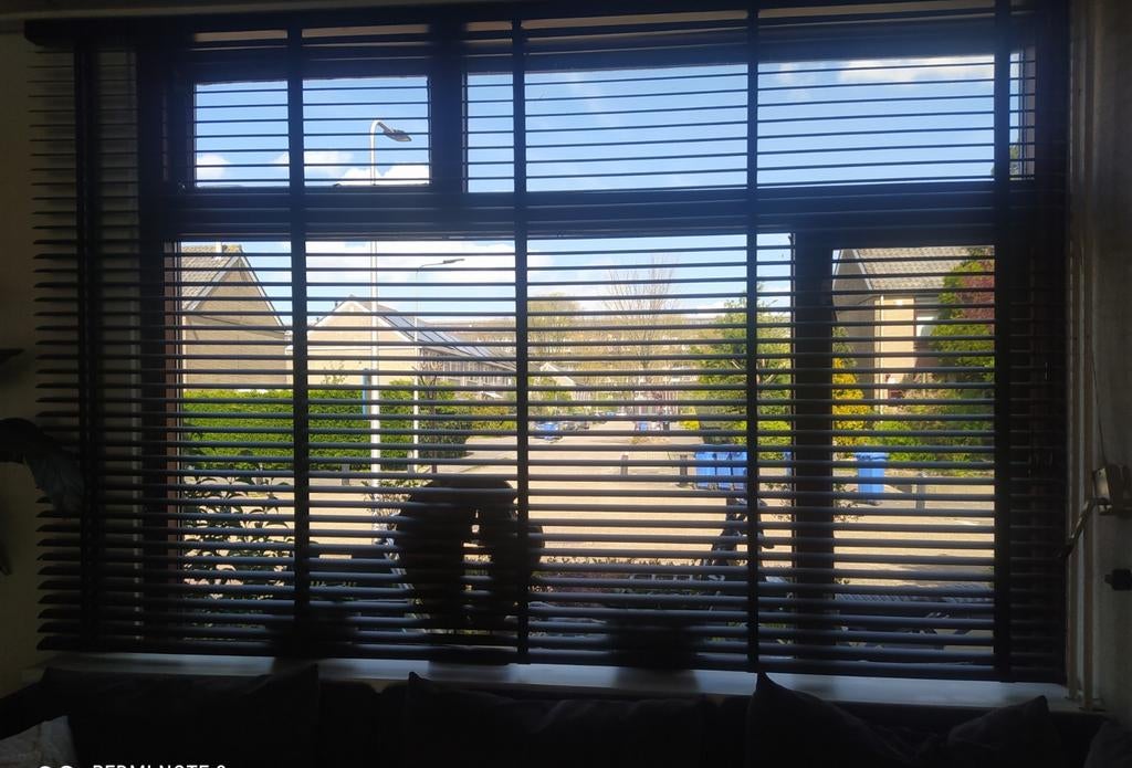 Houten Jaloezieën Veneta zwart, Ophalen, Zwart, 150 tot 200 cm, Zo goed als nieuw