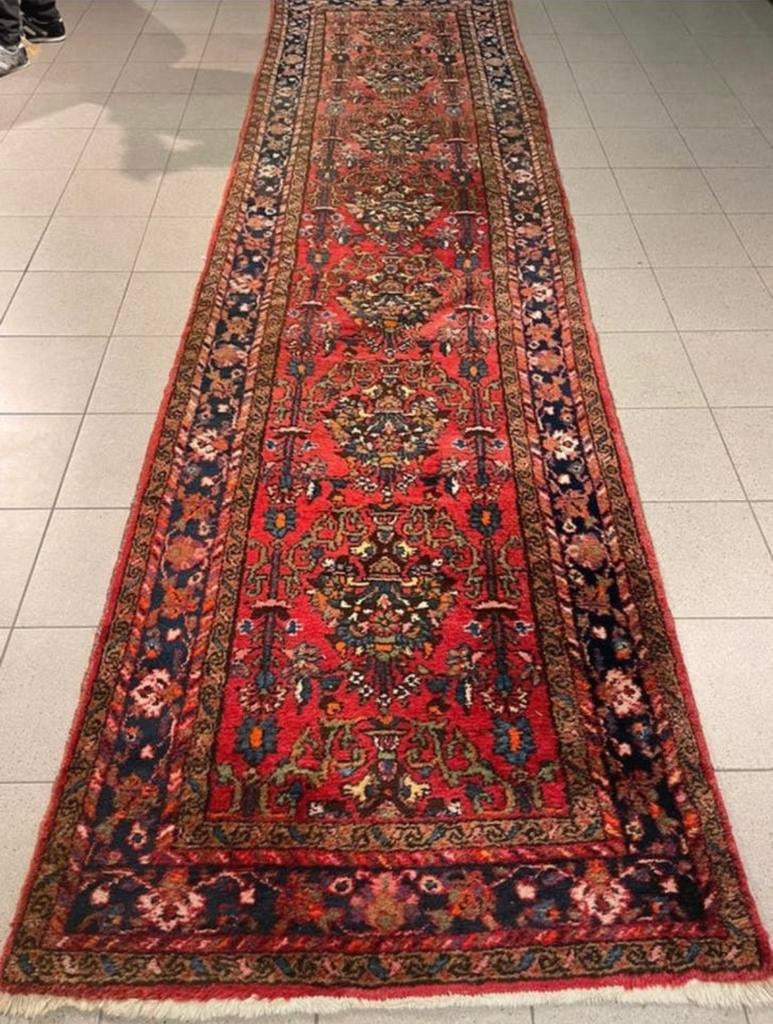 Handgeknoopt loper, 100 tot 150 cm, 200 cm of meer, Ophalen of Verzenden, Handgeknoopte loper scheerwol oosterse orient perzich