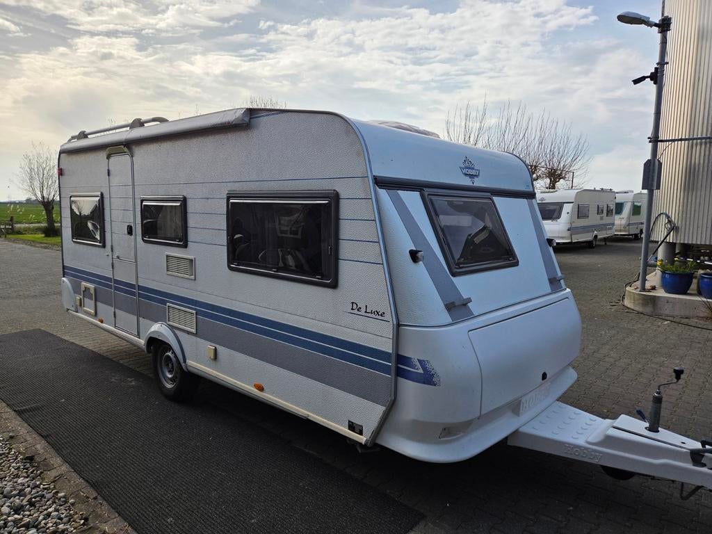 Hobby 495 uk , bj 2001 ,walker voortent,,stapelbed, Schokbreker, Rondzit, Hobby, Dwars-stapelbed