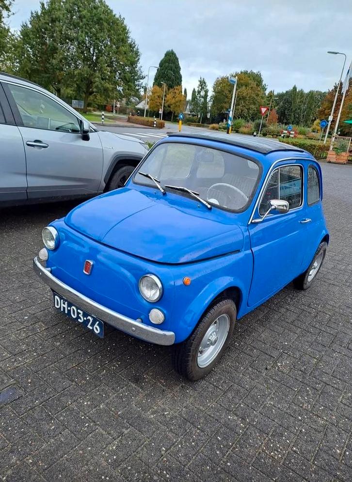 Fiat 500 650cc 1972 Blauw, Auto's, Fiat, Bedrijf, Benzine, Hatchback, Handgeschakeld, Geïmporteerd, Blauw, Zwart, Overige bekleding