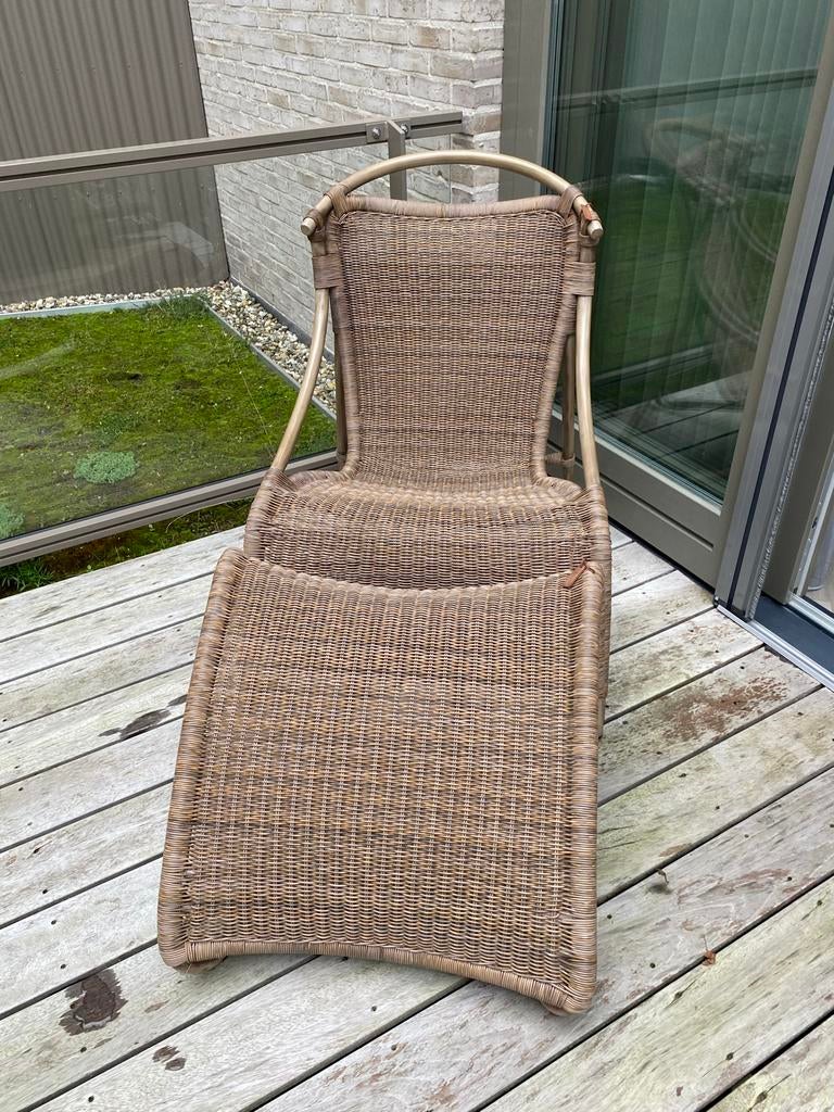 Riviera Maison Tuinstoel met Beenleuning - Rotan Lounge, Ophalen of Verzenden, Gebruikt, Rotan