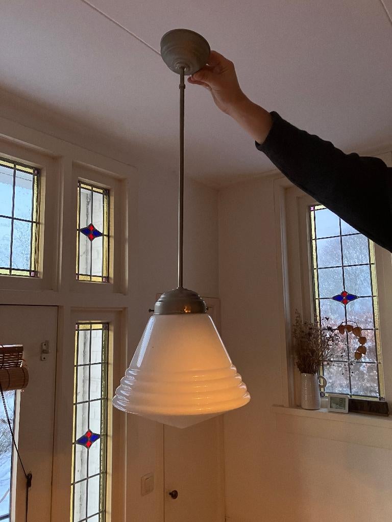 Art deco schoollamp, Huis en Inrichting, Ophalen of Verzenden, Zo goed als nieuw, Glas, Art deco / jaren 30