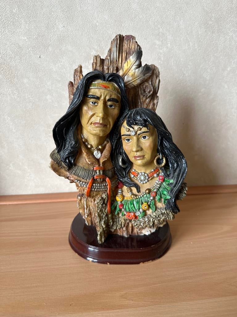 Indianen beeld polystone, Verzamelen, Beelden en Beeldjes, Ophalen, Gebruikt, Mens
