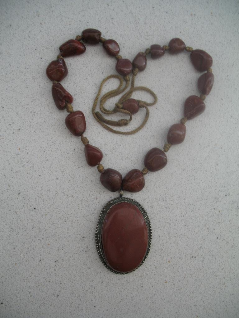 Vintage Ketting + Hanger Geknoopt Stenen Vintage, Ophalen of Verzenden, Overige materialen, Hanger, Met edelsteen