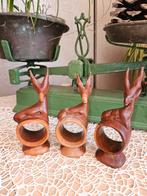 Houten hand gesneden servetringen teakhout Vintage jaren 60, Huis en Inrichting, Ophalen of Verzenden