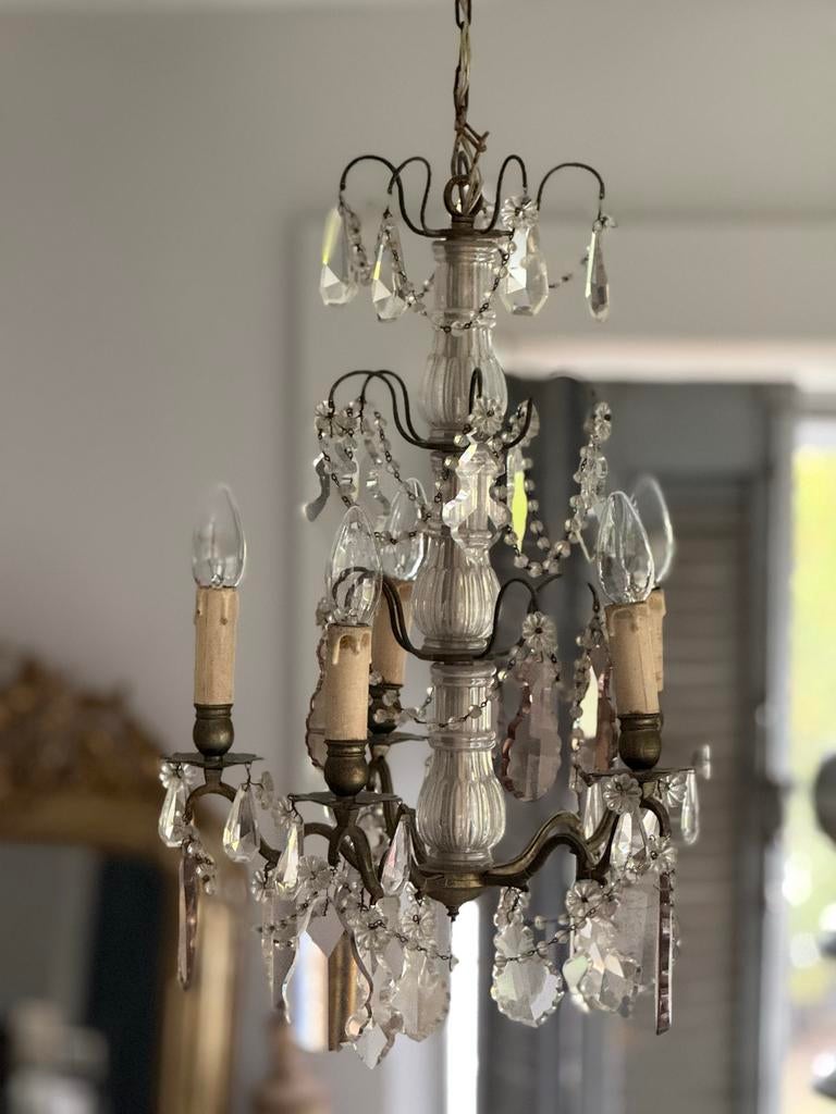 Antieke Franse kroonluchter met kristallen, Antiek en Kunst, Antiek | Lampen, Ophalen