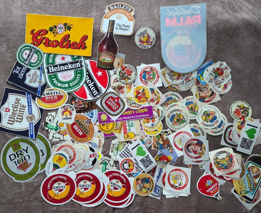 Verzameling bier en drank stickers ca 0.5kg., Verzamelen, Stickers, Zo goed als nieuw, Merk, Ophalen of Verzenden