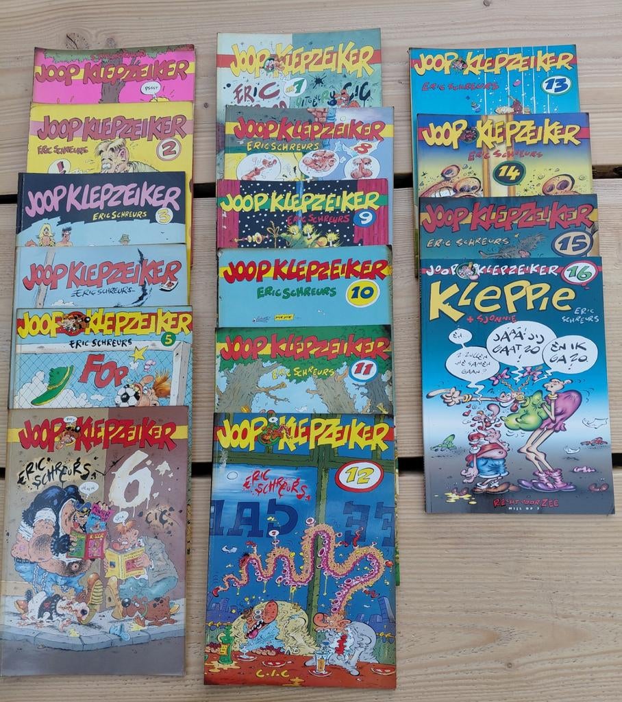 Joop Klepzeiker stripboeken - Complete serie (1-16), Boeken, Stripboeken, Complete serie of reeks, Ophalen of Verzenden, Gelezen