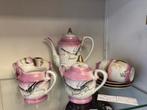 Vintage Japans theeservies met drakenmotief - Roze/Wit, Ophalen
