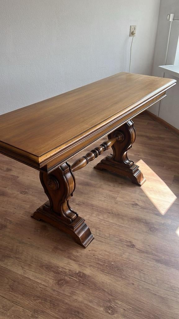 houten (side)tafel, massief, Ophalen, 100 tot 150 cm, Zo goed als nieuw, 25 tot 50 cm