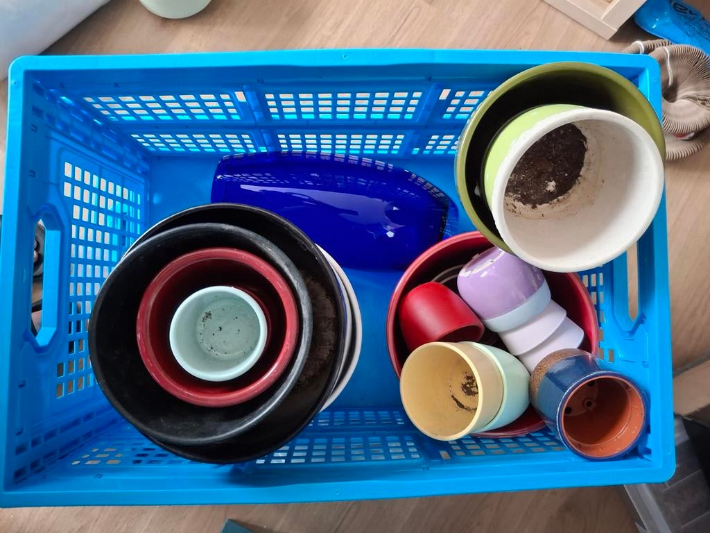 Diverse bloempotten (exclusief krat), Ophalen of Verzenden