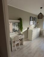 Houten kaptafel met spiegel, Huis en Inrichting, Tafels | Kaptafels, Gebruikt, 150 tot 200 cm, Hout, 50 tot 100 cm