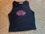 MNG jeans top/singlet zwart strass pin up mt. L/XL, Zwart, Maat 42/44 (L), Ophalen of Verzenden, Zo goed als nieuw