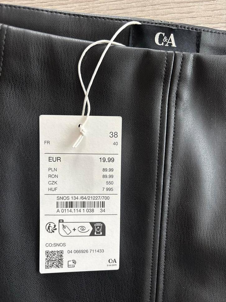 C&A Zwart Kunstleren Rokje - Maat 38, Kleding | Dames, Rokken, Nieuw, Maat 38/40 (M), Zwart, Boven de knie, Ophalen of Verzenden