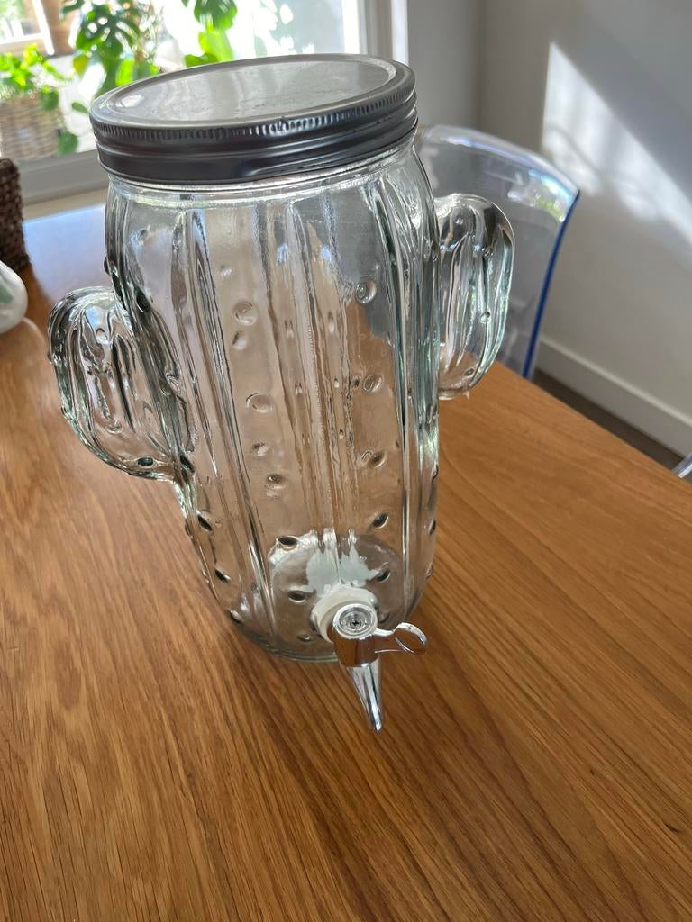 Cactus drankdispenser van glas met tapkraan, Ophalen of Verzenden, Overige merken, Glas, Overige typen