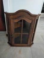 Eiken vitrinekast hoekkasje hangkastje, Ophalen, Klassiek, Eikenhout, 50 tot 100 cm