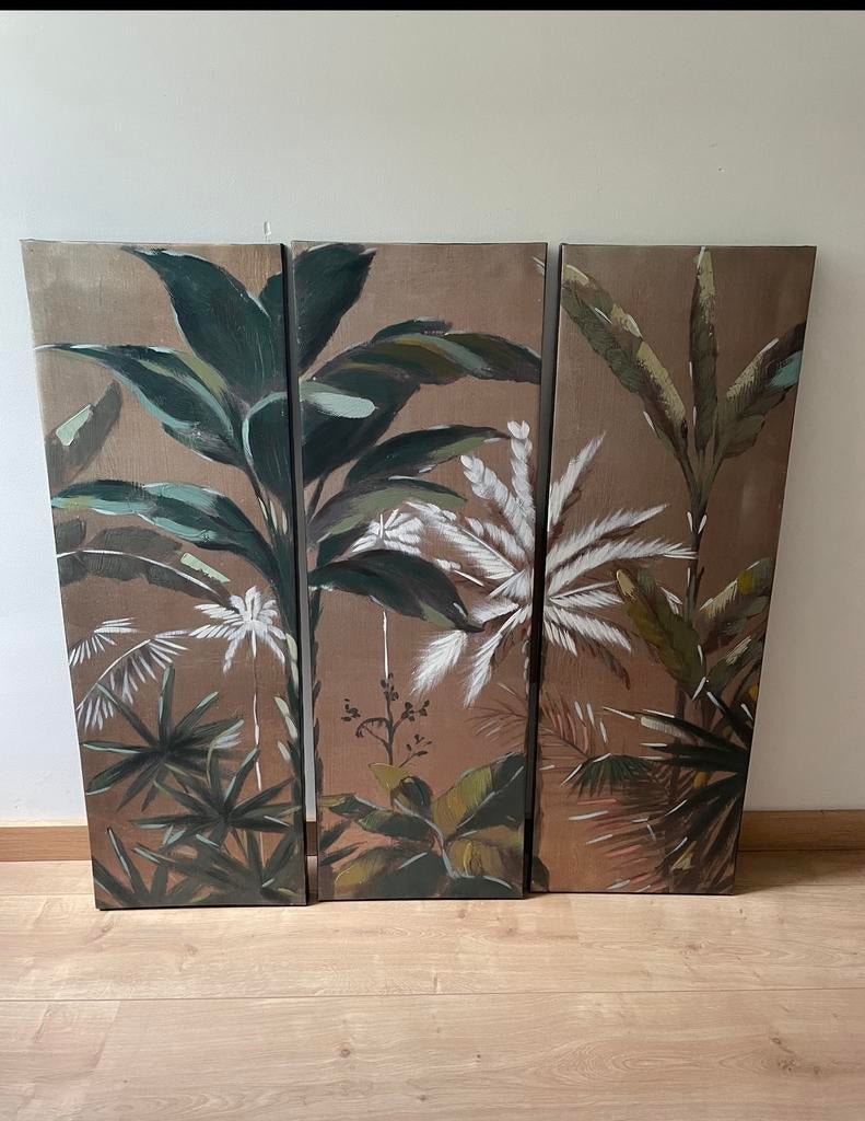 Drieluik wanddecoratie palmbomen - nieuw, Huis en Inrichting, Woonaccessoires | Wanddecoraties, Ophalen, Nieuw