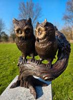 2 UILEN OP TAK / BRONZEN TUINBEELD