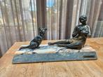 Art deco bronzen beeld Protection Ruffony, Ophalen of Verzenden