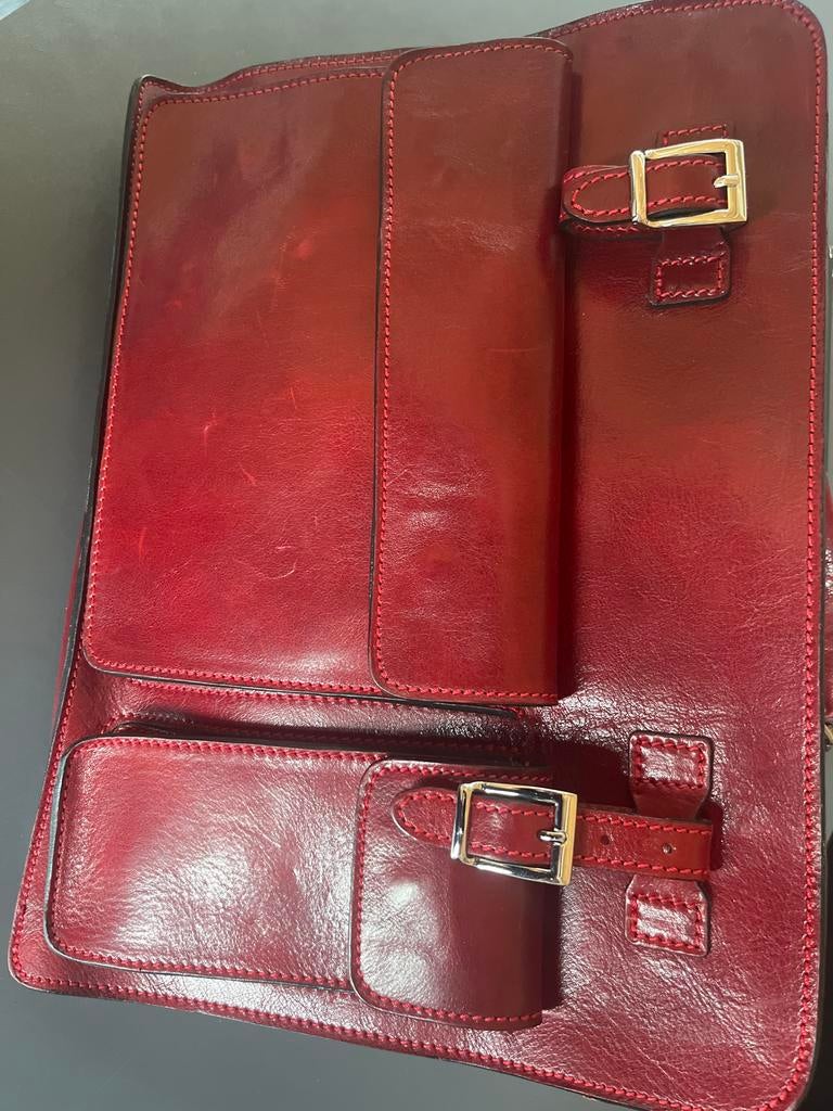 NIEUW Leren Aktetas / Dokterstas - Bordeauxrood, Sieraden, Tassen en Uiterlijk, Tassen | Schoudertassen, Zo goed als nieuw, Overige merken