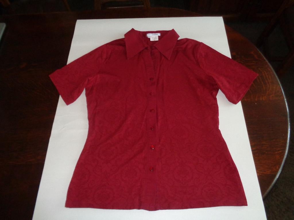 MARACAMICIE bordeaux rode ingeweven polo, Kleding | Dames, T-shirts, Maat 38/40 (M), Ophalen of Verzenden, Zo goed als nieuw, Korte mouw