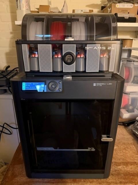 Bambu Lab P1S 3D printer met AMS Pro 2, Computers en Software, 3D Printers, Ophalen, Zo goed als nieuw, Filament, Ingebouwde Wi-Fi
