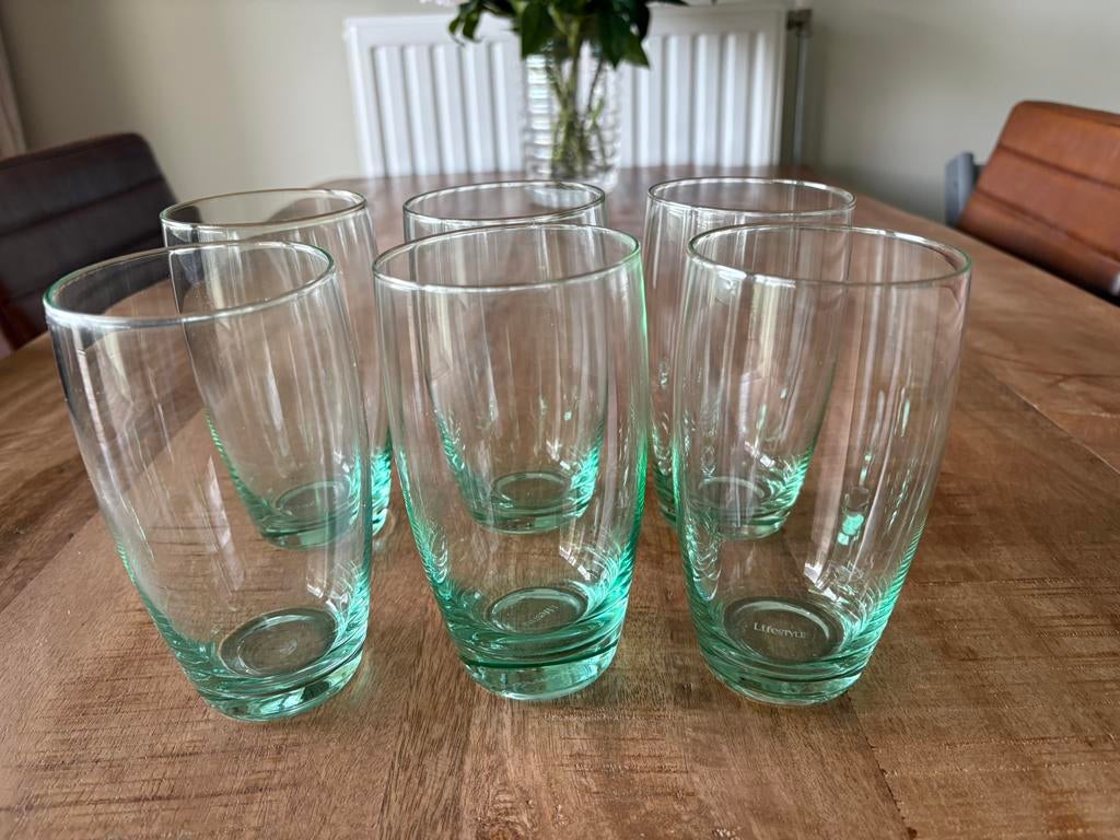 6 limonade glazen, Ophalen, Zo goed als nieuw