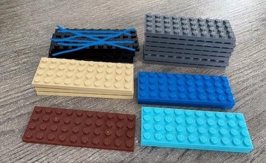lego grondplaatjes 4x10 in 5 kleuren, Ophalen of Verzenden, Zo goed als nieuw, Grondplaat, Lego