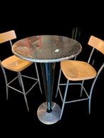 Vintage Bistrotafel met 2 Barkrukken - Industrieel Design, Ophalen, Gebruikt, Onbekend, Onbekend