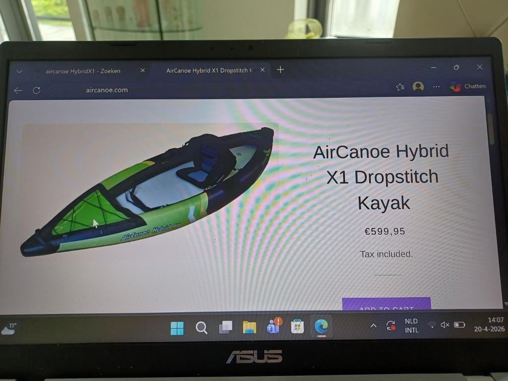 AirCanoe Hybrid X1 Dropstitch Kayak, Ophalen, Opblaasbaar, Zo goed als nieuw, 1-persoons
