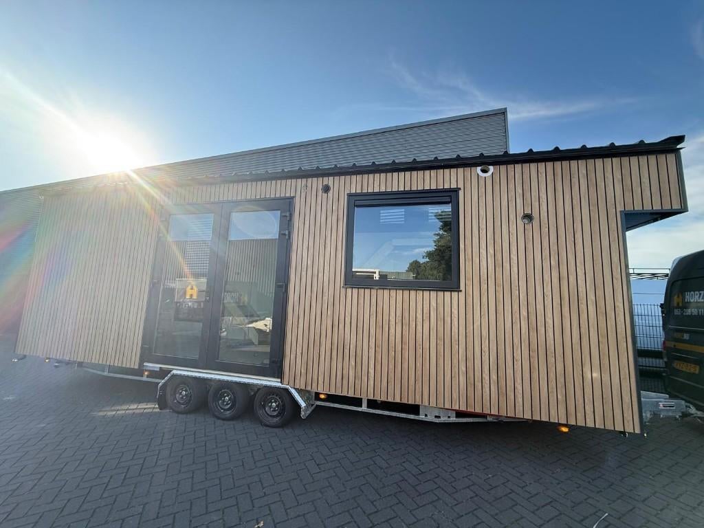 Tiny House, op aanhanger, 28.5m2 netto opp., vakantiewoning., Caravans en Kamperen, Stacaravans, Tot en met 5