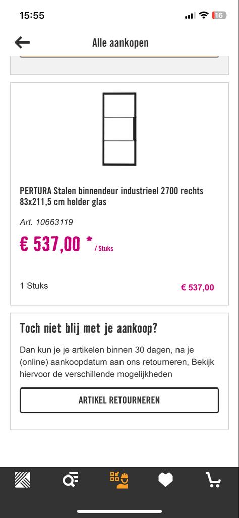 Pertura Stalen Binnendeur Industrieel 83x211,5 cm Rechts, Doe-het-zelf en Verbouw, Ophalen, 80 tot 100 cm, Binnendeur, Nieuw