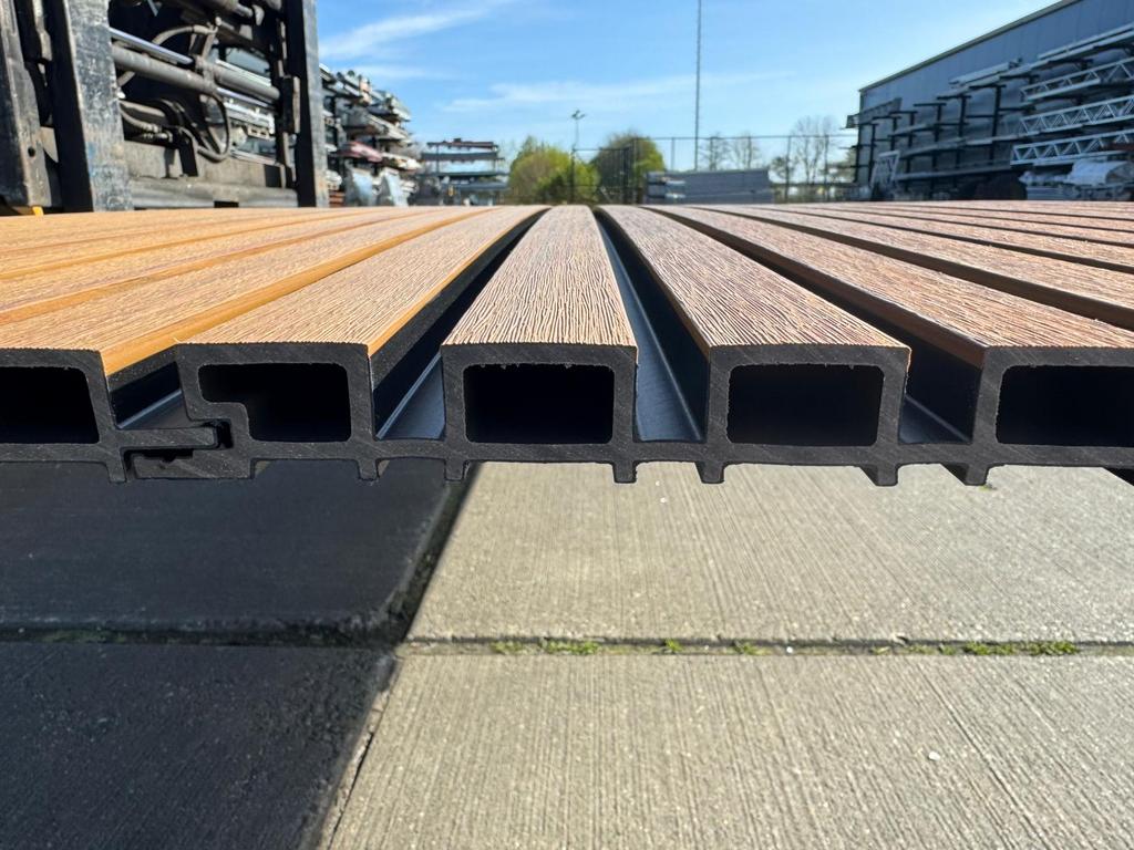 Wandbekleding/Gevelbekleding Composiet Teak 2900 mm NEW, Ophalen of Verzenden, Gebruikt, Hout
