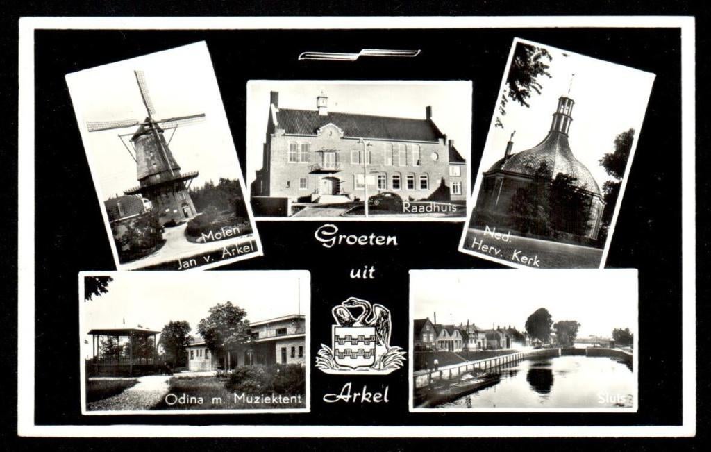 Oude Ansicht- Arkel - Groeten uit Arkel - ZH., Ophalen of Verzenden, 1940 tot 1960, Gelopen, Zuid-Holland