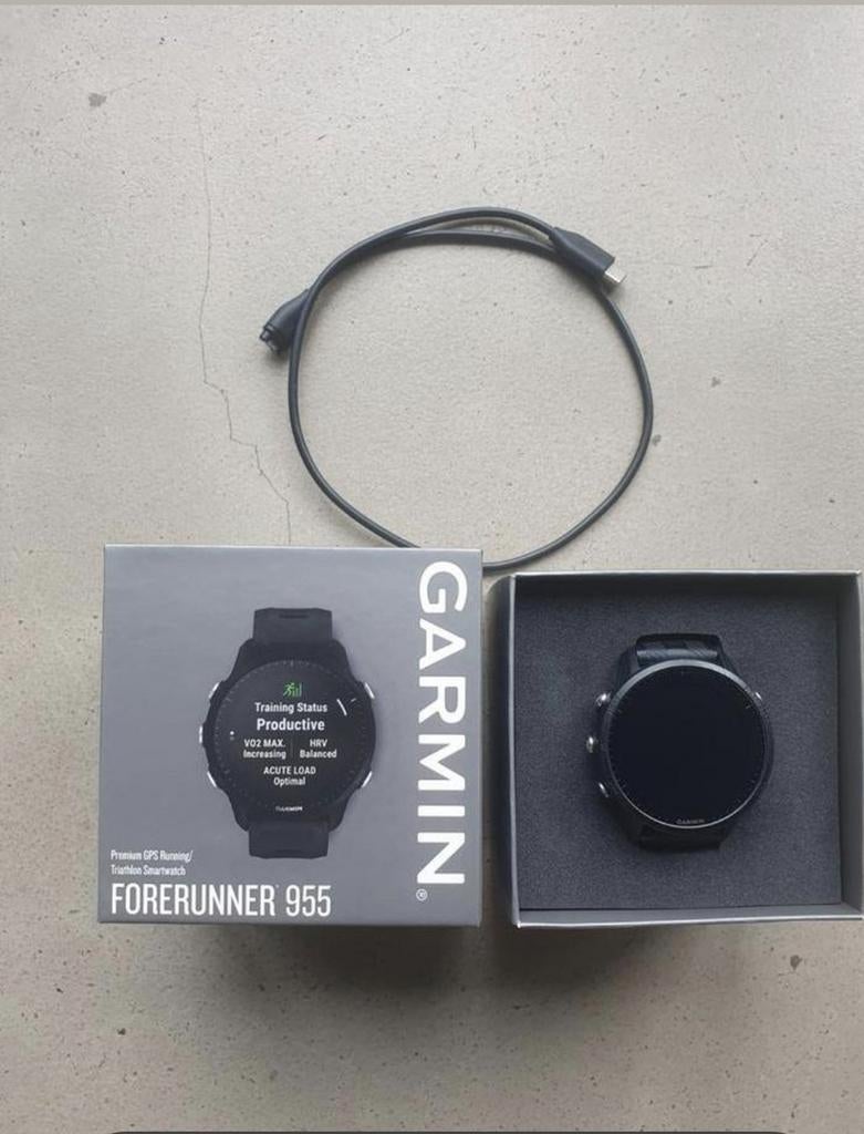 Garmin Forerunner 955, in goede staat, Sieraden, Tassen en Uiterlijk, Sporthorloges, Zwart, Ophalen of Verzenden, Zo goed als nieuw