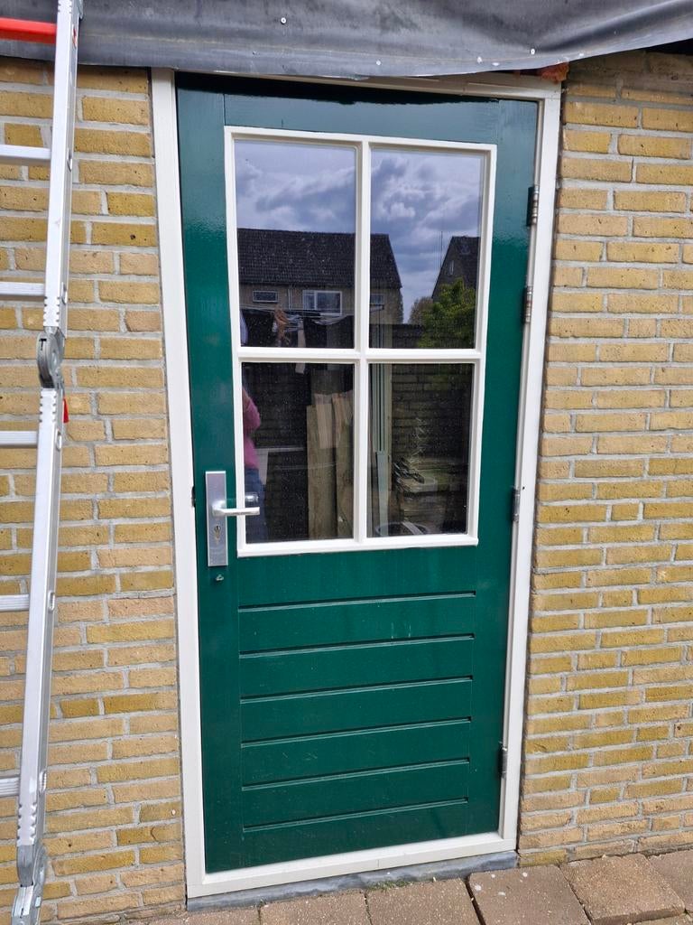 Achterdeur garage met glas en optionele hordeur, Ophalen, Gebruikt, Garagedeur, Glas