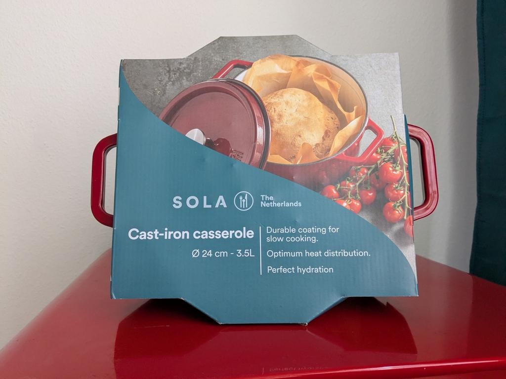 Sola Gietijzeren Emaille Braadpan 24 cm - Nieuw, Gietijzer, Nieuw, Ophalen of Verzenden, Keramische plaat