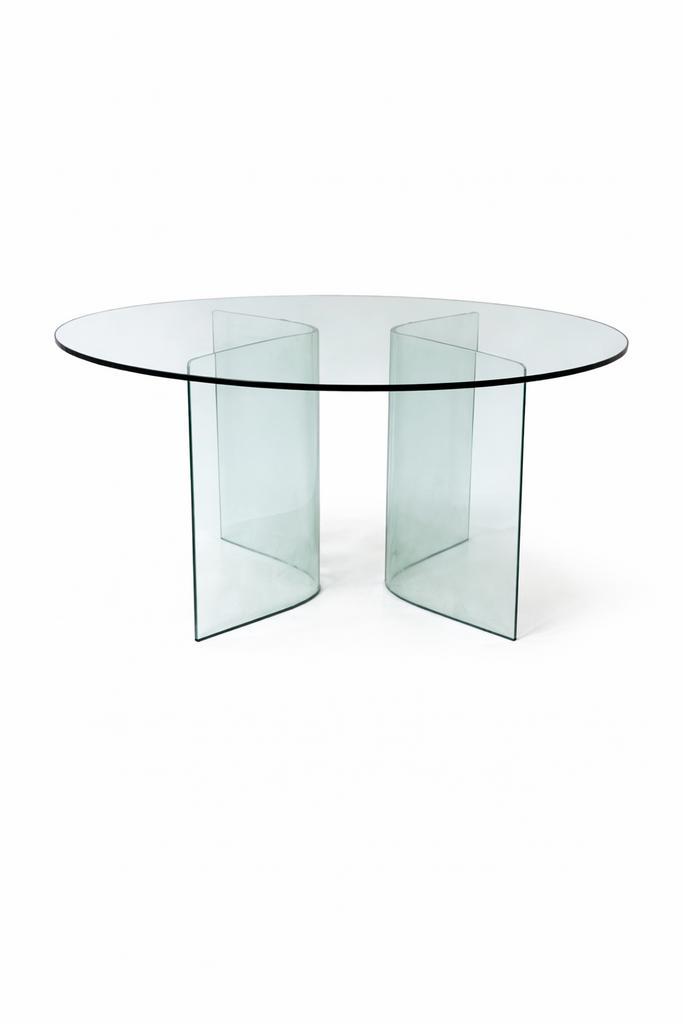 FIAM Italia ronde glazen tafel – Vintage design, Huis en Inrichting, Tafels | Salontafels, Zo goed als nieuw, Minder dan 50 cm