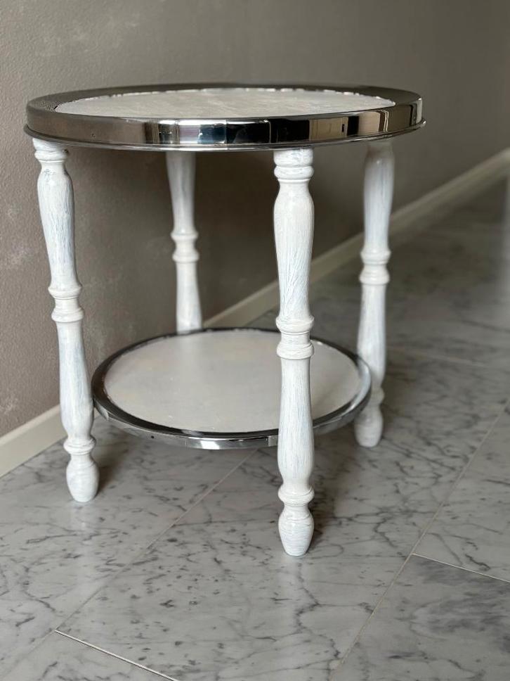 VINTAGE RONDE TAFEL, Huis en Inrichting, Tafels | Bijzettafels, Gebruikt, Rond, 45 tot 60 cm, Minder dan 55 cm, Hout, Ophalen