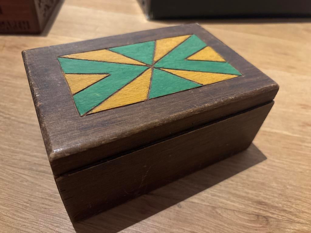 Vintage Houten Sigarendoos met Inlegwerk, Antiek en Kunst, Ophalen of Verzenden