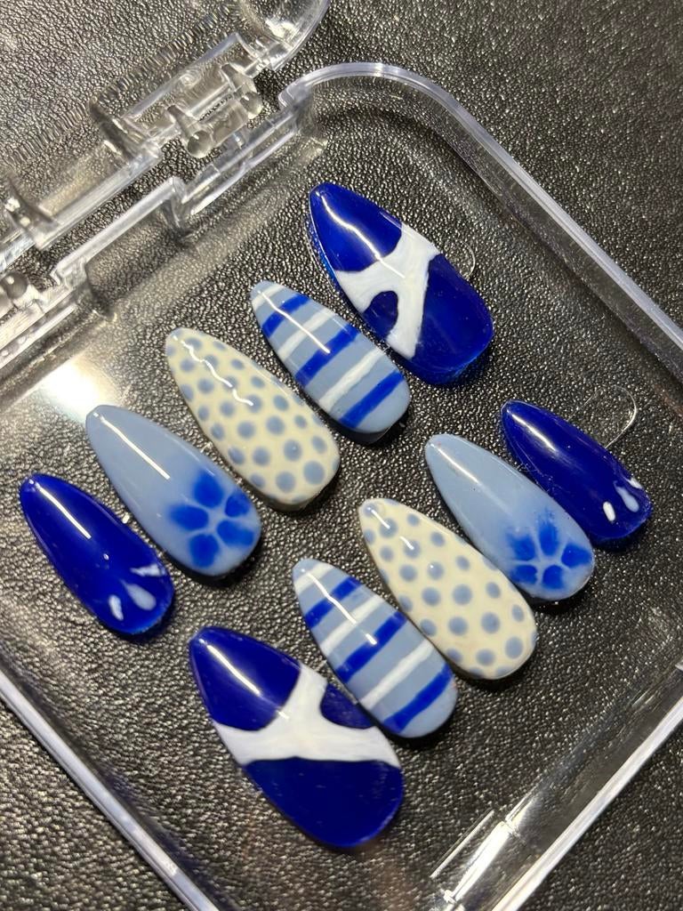 Press on nagels blauw, Blauw, Nieuw, Ophalen of Verzenden, Handen en Nagels