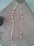 Echt parelcollier: parels, rood sponskoraal, parelmoer 116cm, Nieuw, Ophalen of Verzenden, Steen of Mineraal, Met edelsteen