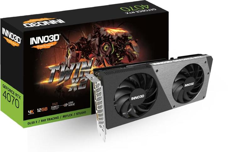INNO3D GeForce RTX 4070 Twin X2, Computers en Software, Videokaarten, Zo goed als nieuw, Nvidia, PCI-Express 4.0, GDDR6, HDMI